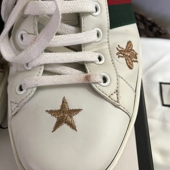Gucci White Bee and Star New Ace Sneakers